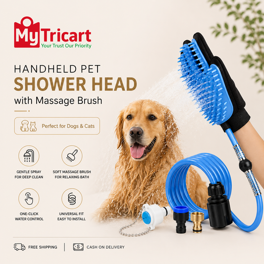 Handheld Pet Shower Head with Massage Brush | Dog & Cat Bathing Sprayer for Easy Grooming