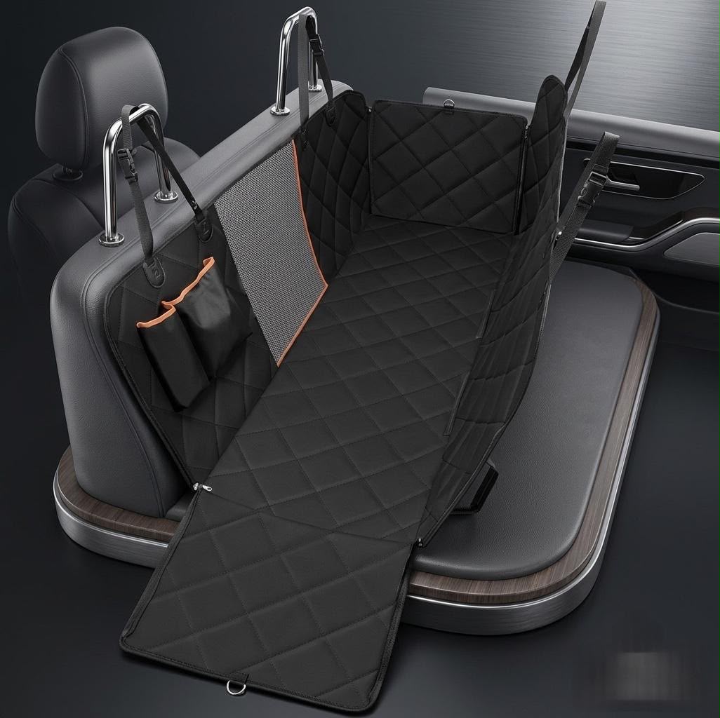 Waterproof Dog Car Seat Cover Hammock with Storage Pocket | Back Seat Protector for Cars & SUVs